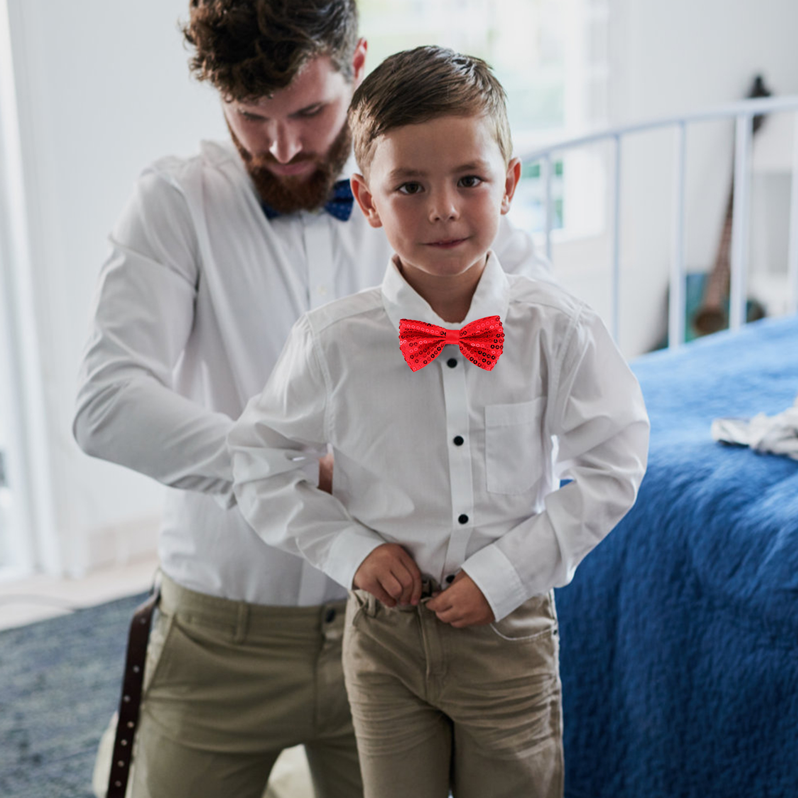 5Pcs Children Sparkly Sequin B - Bow Tie Pre Tied avis et prix