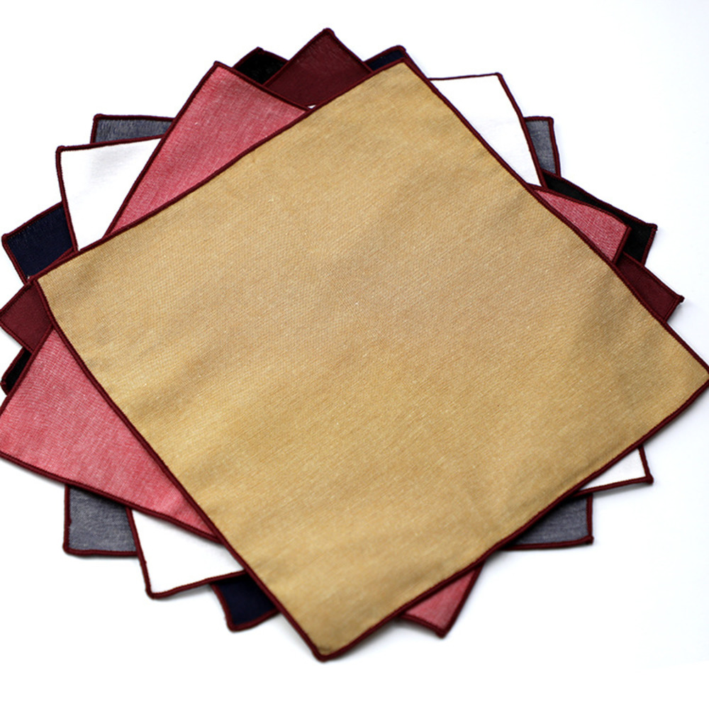 Solid Striped Brown Pocket Squ - Handkerchief Cotton Men avis et prix