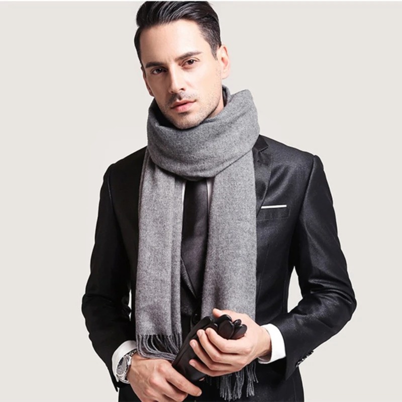 2025 Wool Scarves Winter Soft  - Muffler Men Wool avis et prix