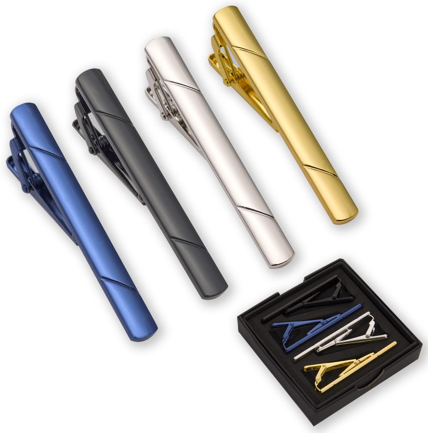 4Pcs Tie Clips for Men with Gi - Tie Clip Silver avis et prix