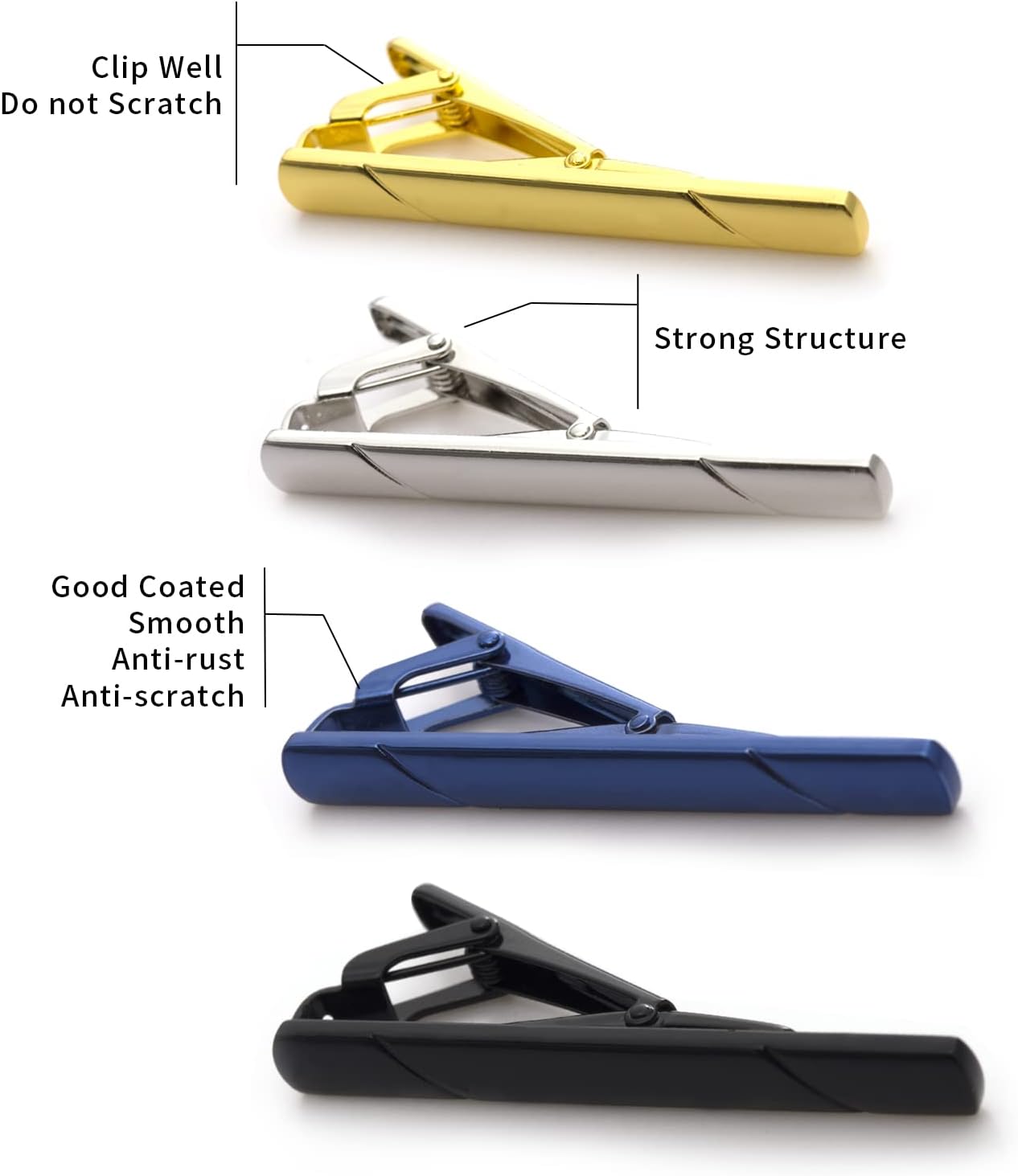 4Pcs Tie Clips for Men with Gi - Tie Clip Silver avis et prix