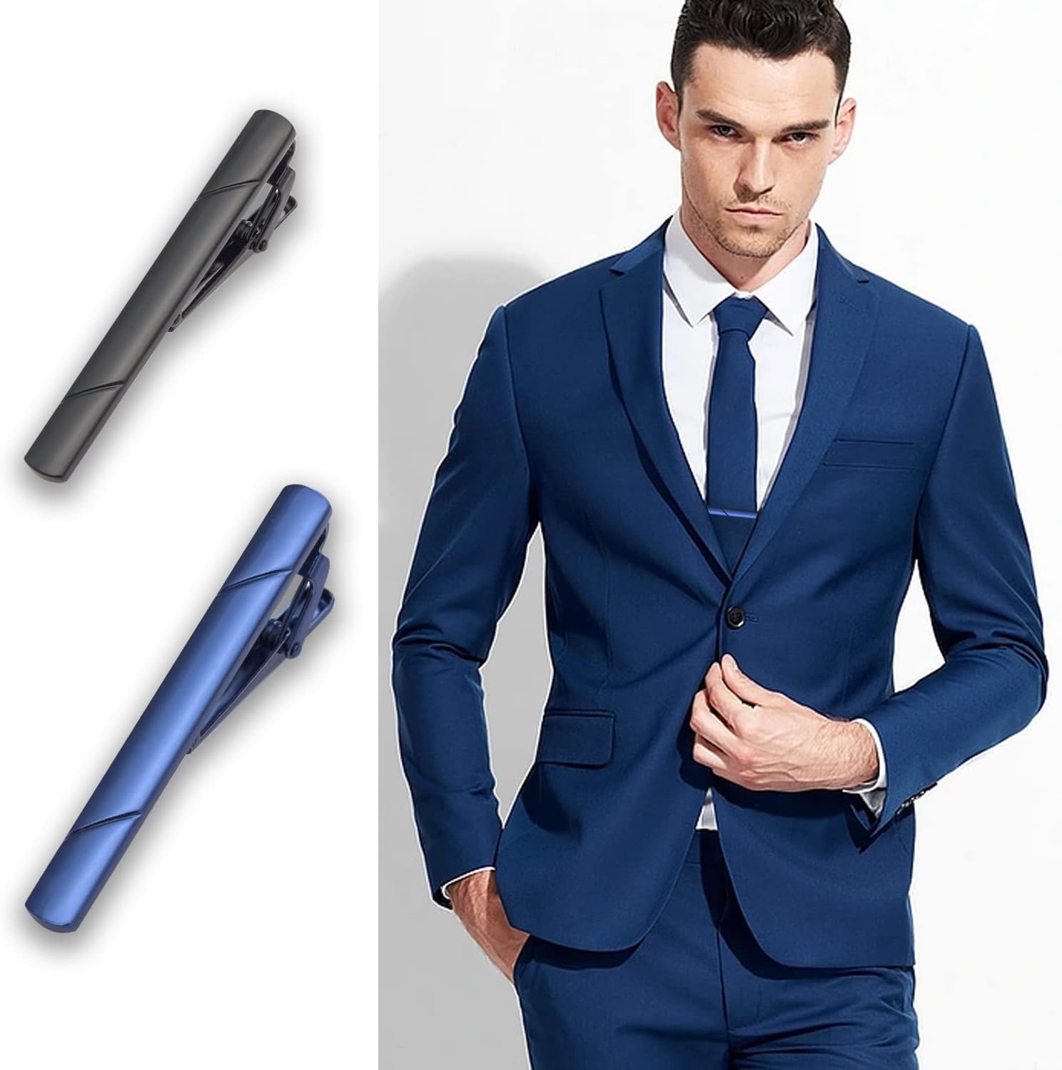 4Pcs Tie Clips for Men with Gi - Tie Clip Silver avis et prix