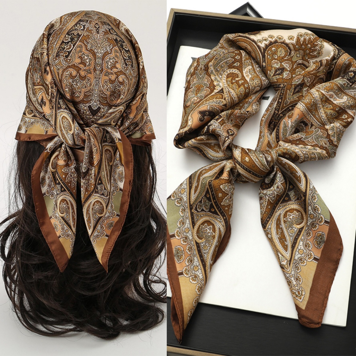 Bohemian Style Print Luxury Br - Silk Neck Scarf avis et prix