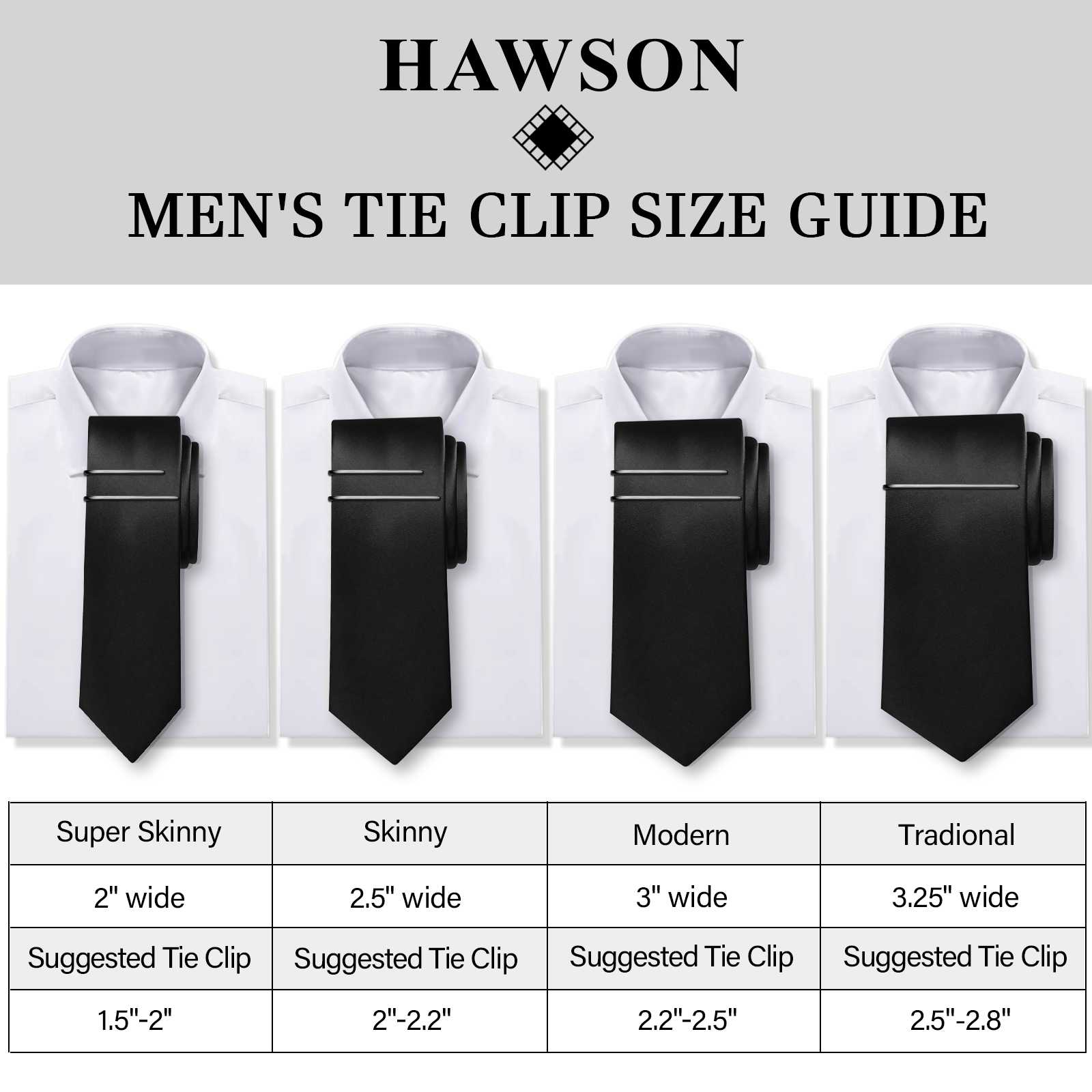 HAWSON Tie Clips for Men 4Pcs  - Tie Bar Set Gift avis et prix
