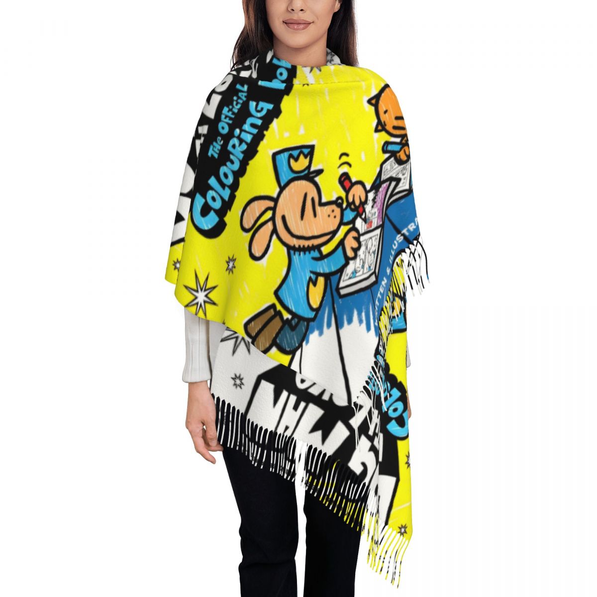 Womens Tassel Scarf Dog Man Do - Pashmina Wrap Large avis et prix