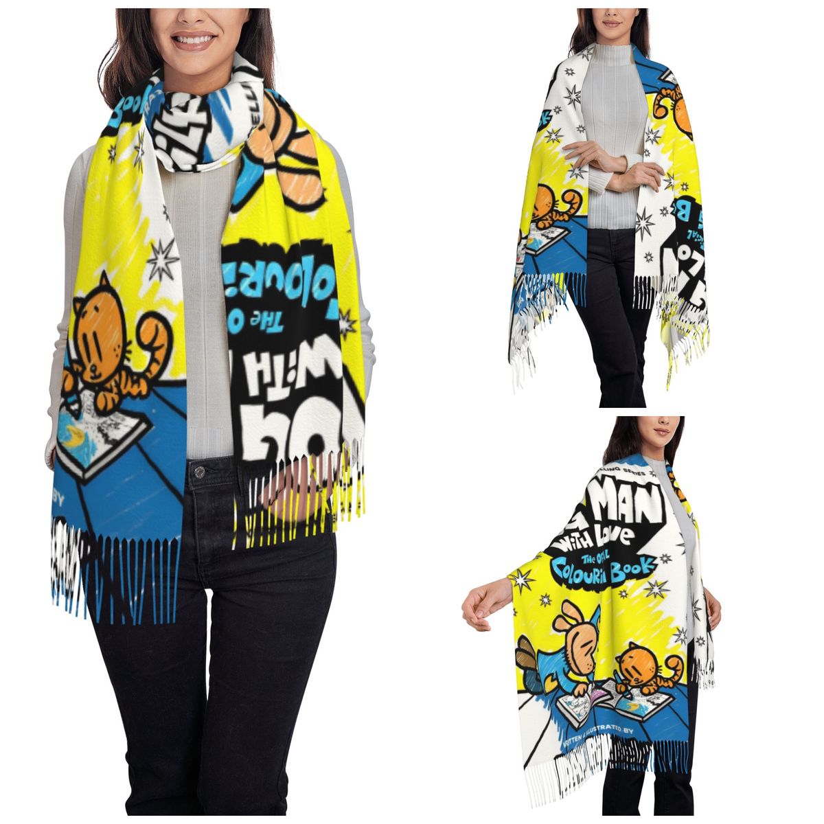 Womens Tassel Scarf Dog Man Do - Pashmina Wrap Large avis et prix