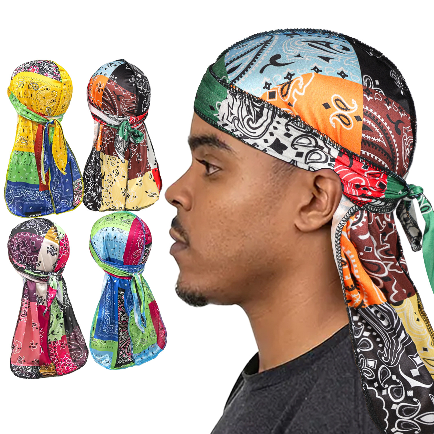 Paisley Printing Silky Durags  - Bandana Doo Rag avis et prix