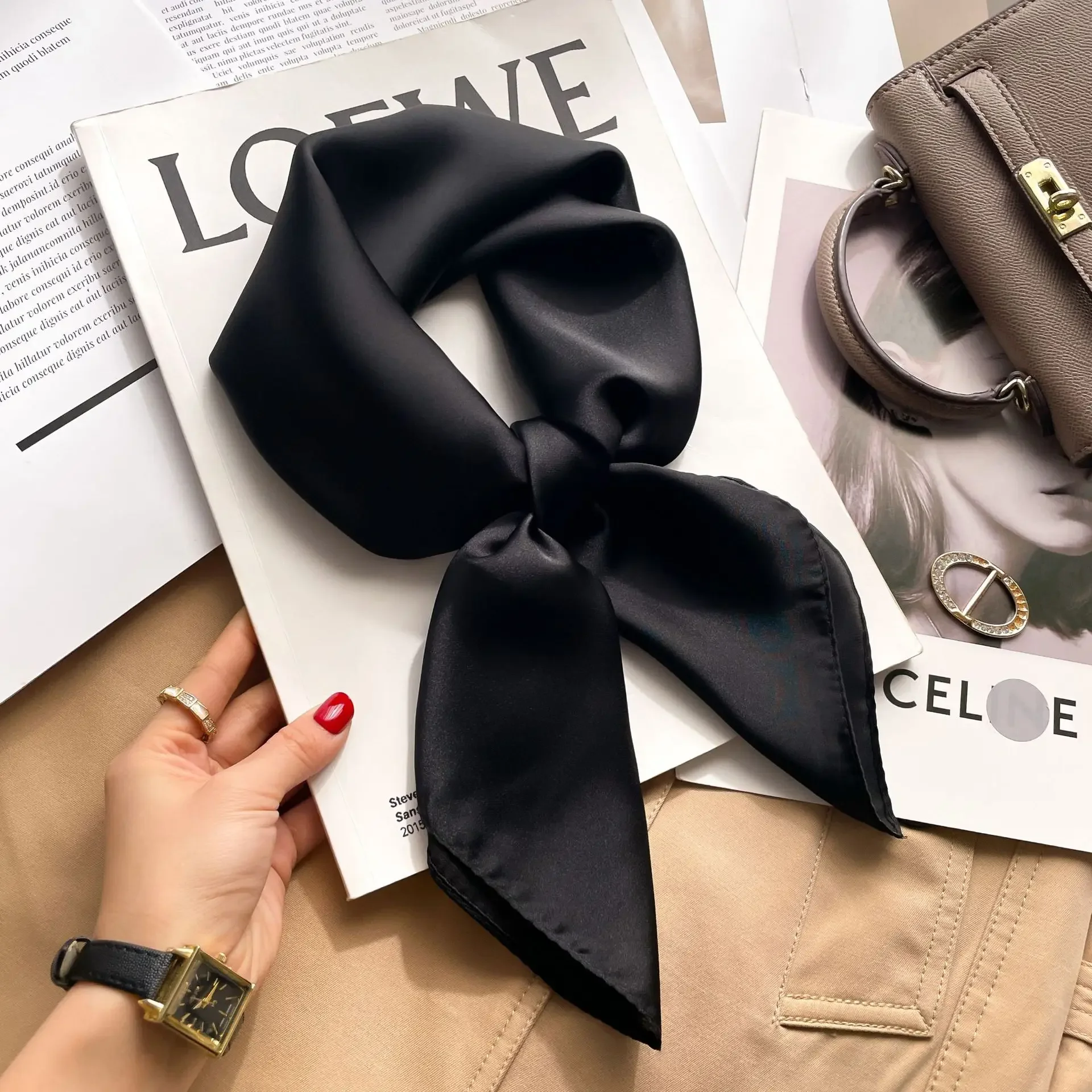 70cm Solid Colors Neckerchief  - Silk Neck Scarf avis et prix