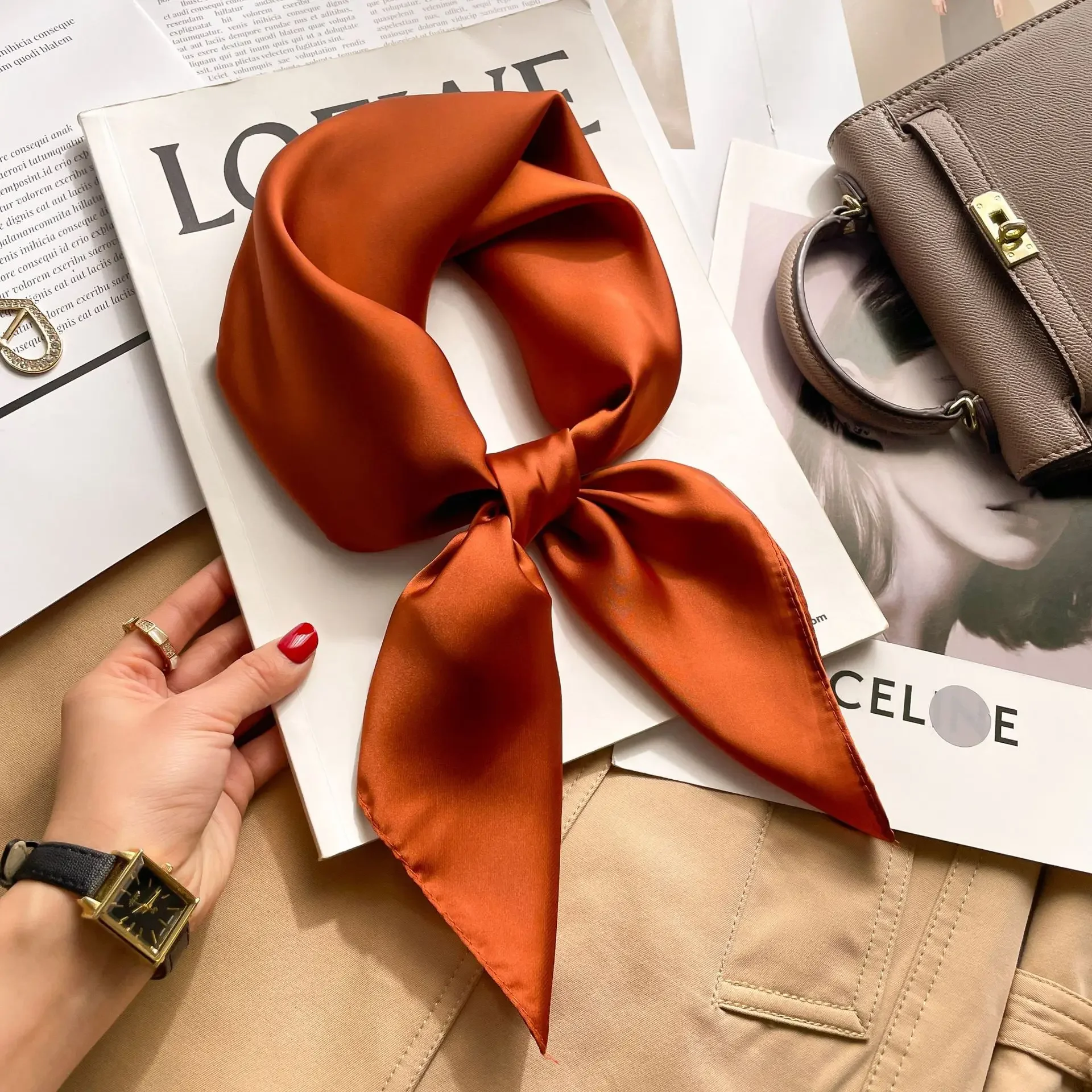 70cm Solid Colors Neckerchief  - Silk Neck Scarf avis et prix
