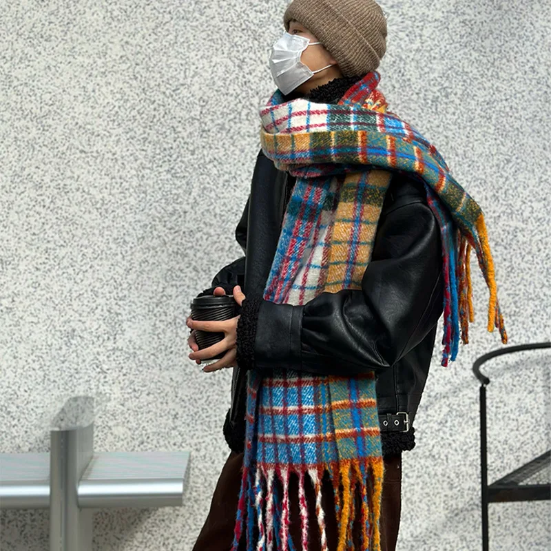 Vintage Colorful Plaid Cashmer - Muffler Men Wool avis et prix