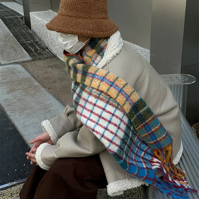 Vintage Colorful Plaid Cashmer - Muffler Men Wool avis et prix