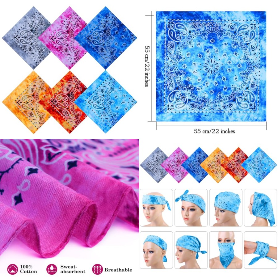 URATOT 6 Pack Tie Dye Bandana  - Handkerchief Cotton Men avis et prix