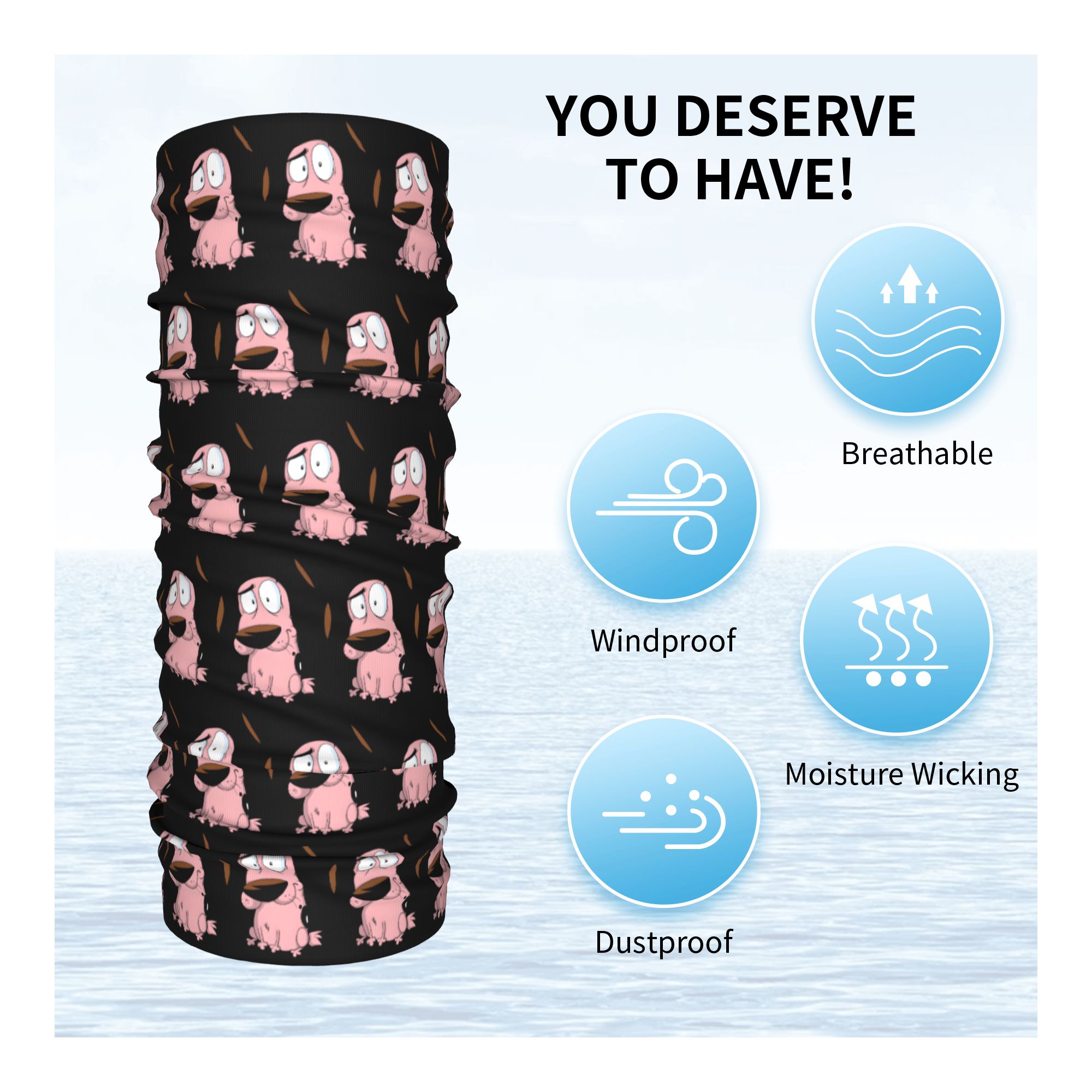 Custom Cartoon Courage Dog Win - Neck Warmer Tube avis et prix