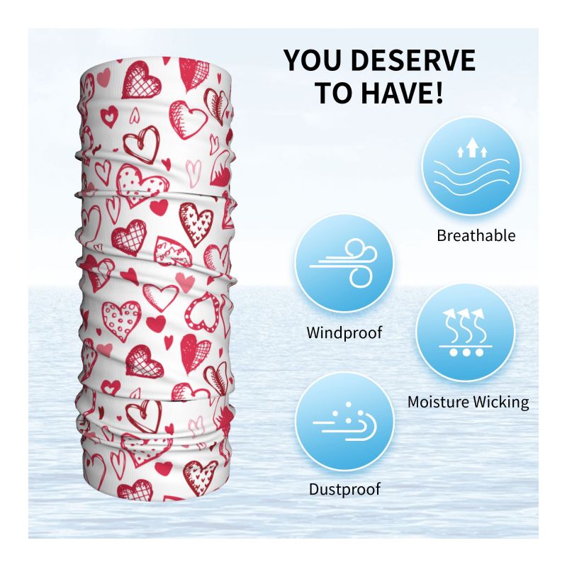 Pink Red Love Hearts Bandana N - Neck Warmer Tube avis et prix