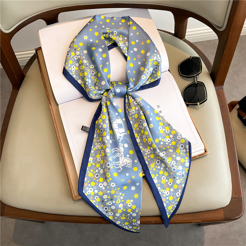 Fashion Print Long Silk Scarf  - Ascot Neck Scarf avis et prix