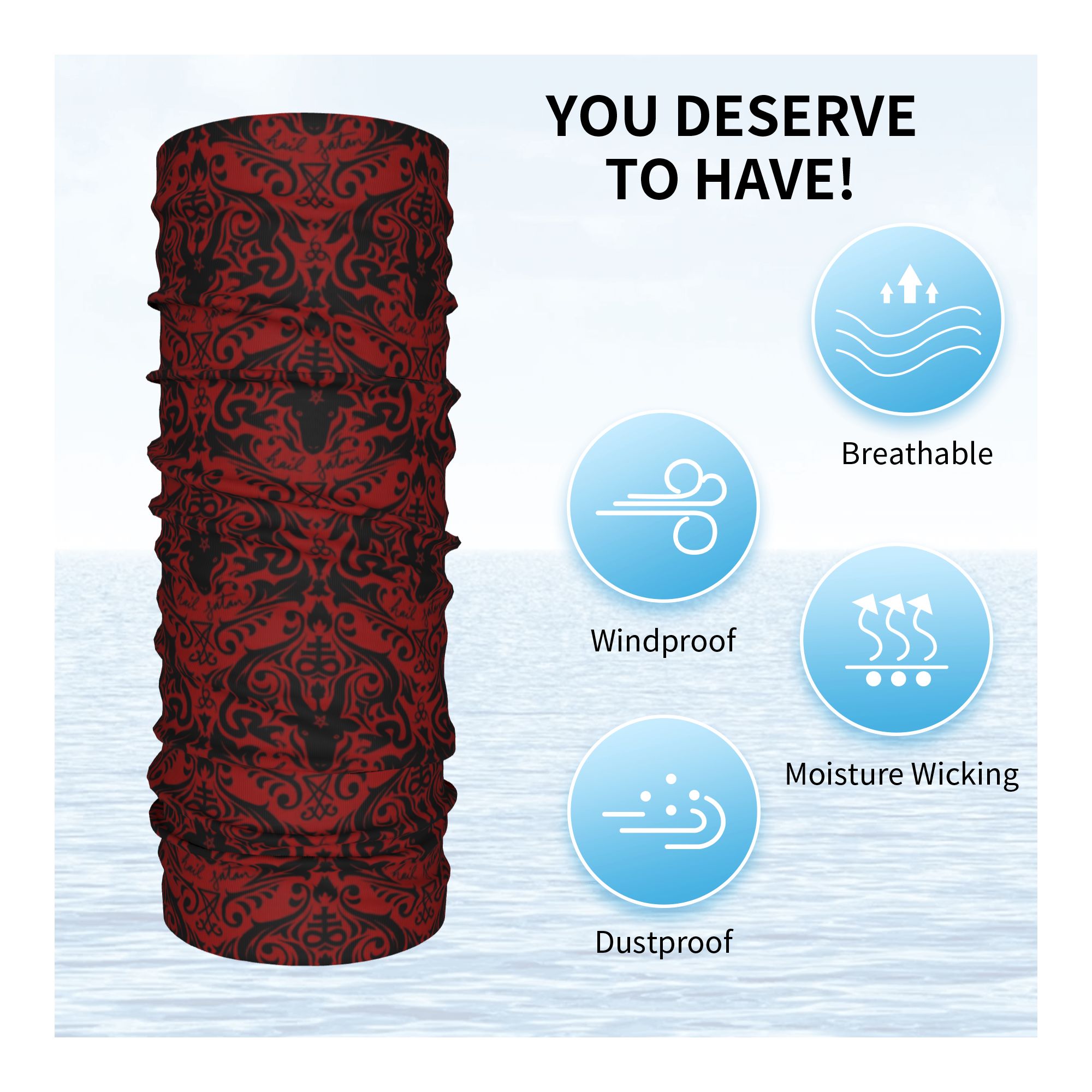 Baphomet Damask Hail Satan Bla - Neck Warmer Tube avis et prix