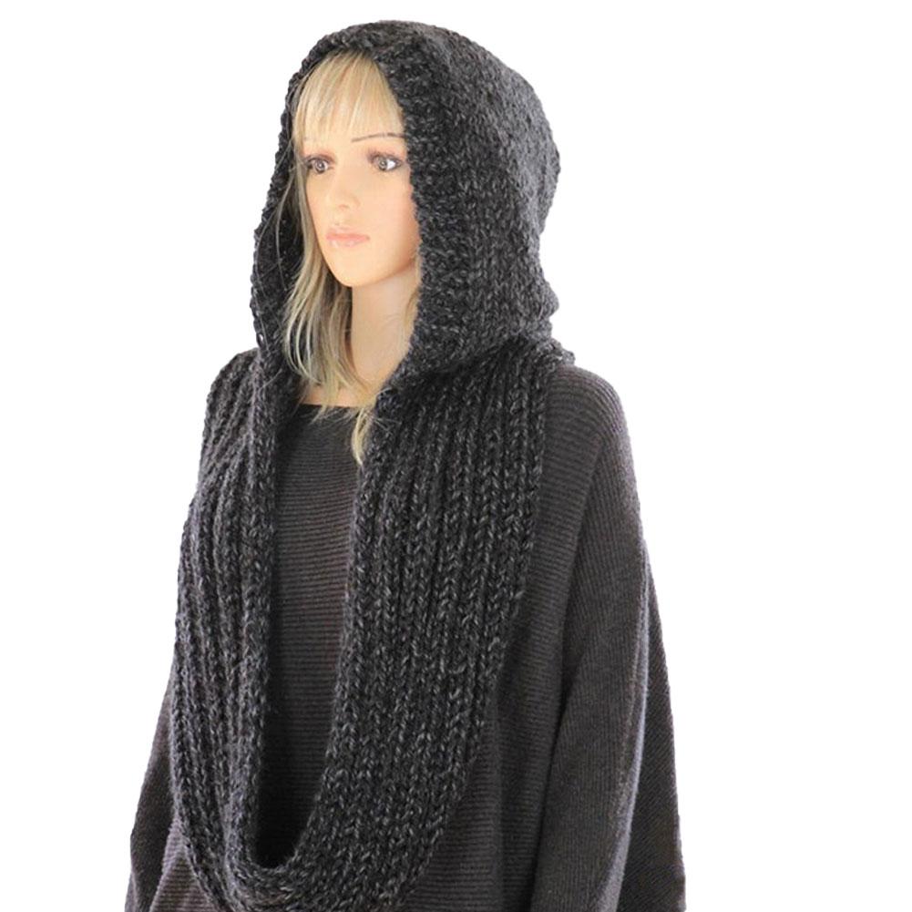Knitted Hooded Scarf Winter Wo - Infinity Scarf Knit avis et prix