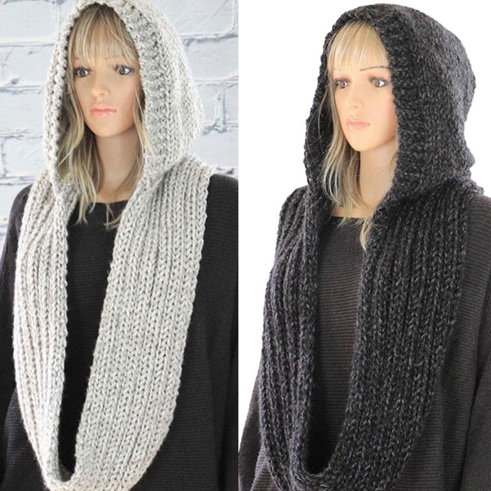 Knitted Hooded Scarf Winter Wo - Infinity Scarf Knit avis et prix