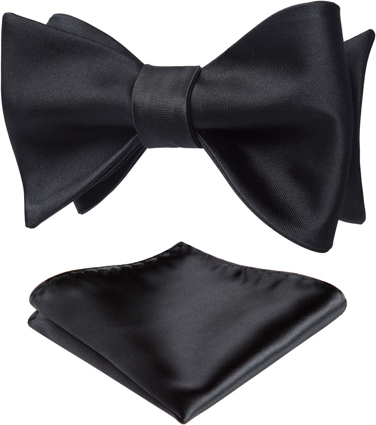 Solid Color Self Tie Bow Tie & - Pocket Square Set avis et prix