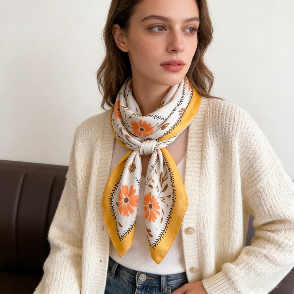 1Pc new printed fashion silk s - Silk Neck Scarf avis et prix