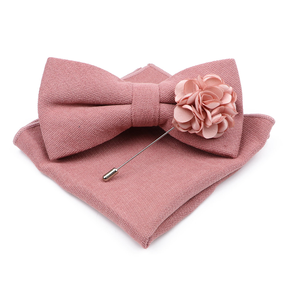 Mens Solid Color Cotton Bowtie - Handkerchief Cotton Men avis et prix