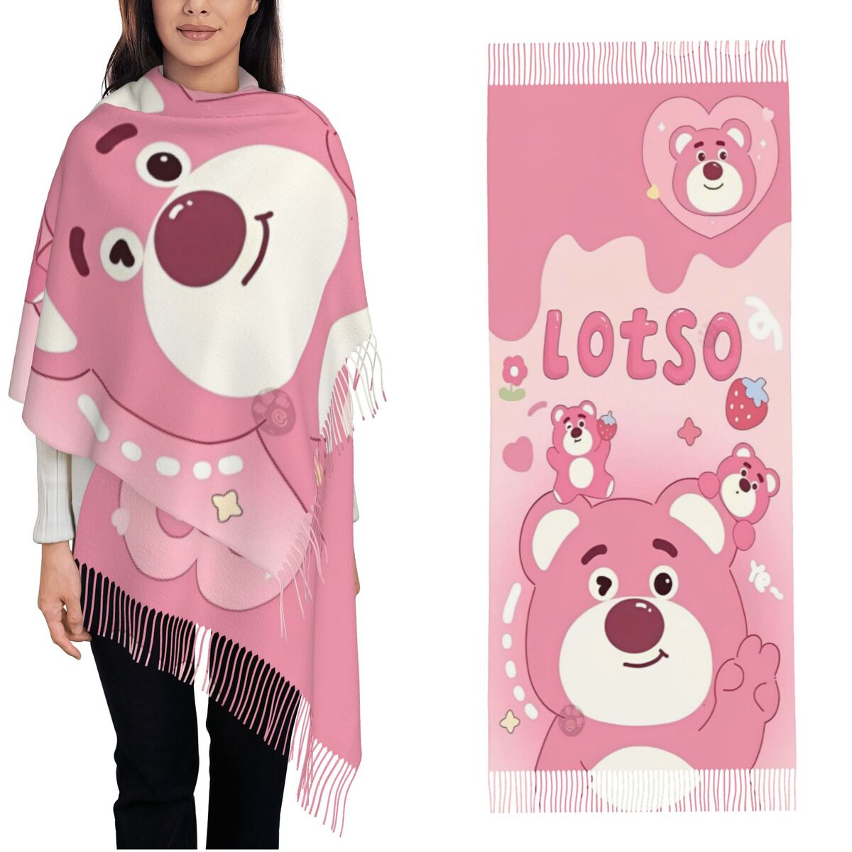 Lotso Pink Bear Women's Scarf  - Pashmina Wrap Large avis et prix