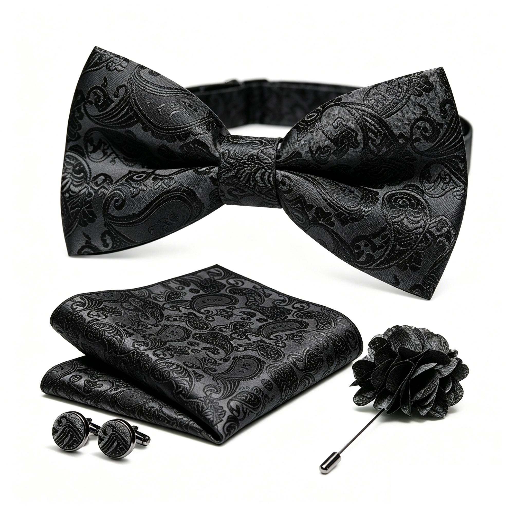 36pcs Black Silk Jacquard Pais - Bow Tie Pre Tied avis et prix