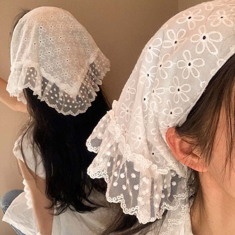Retro  Lace Triangle Headscarf - Bandana Cotton avis et prix