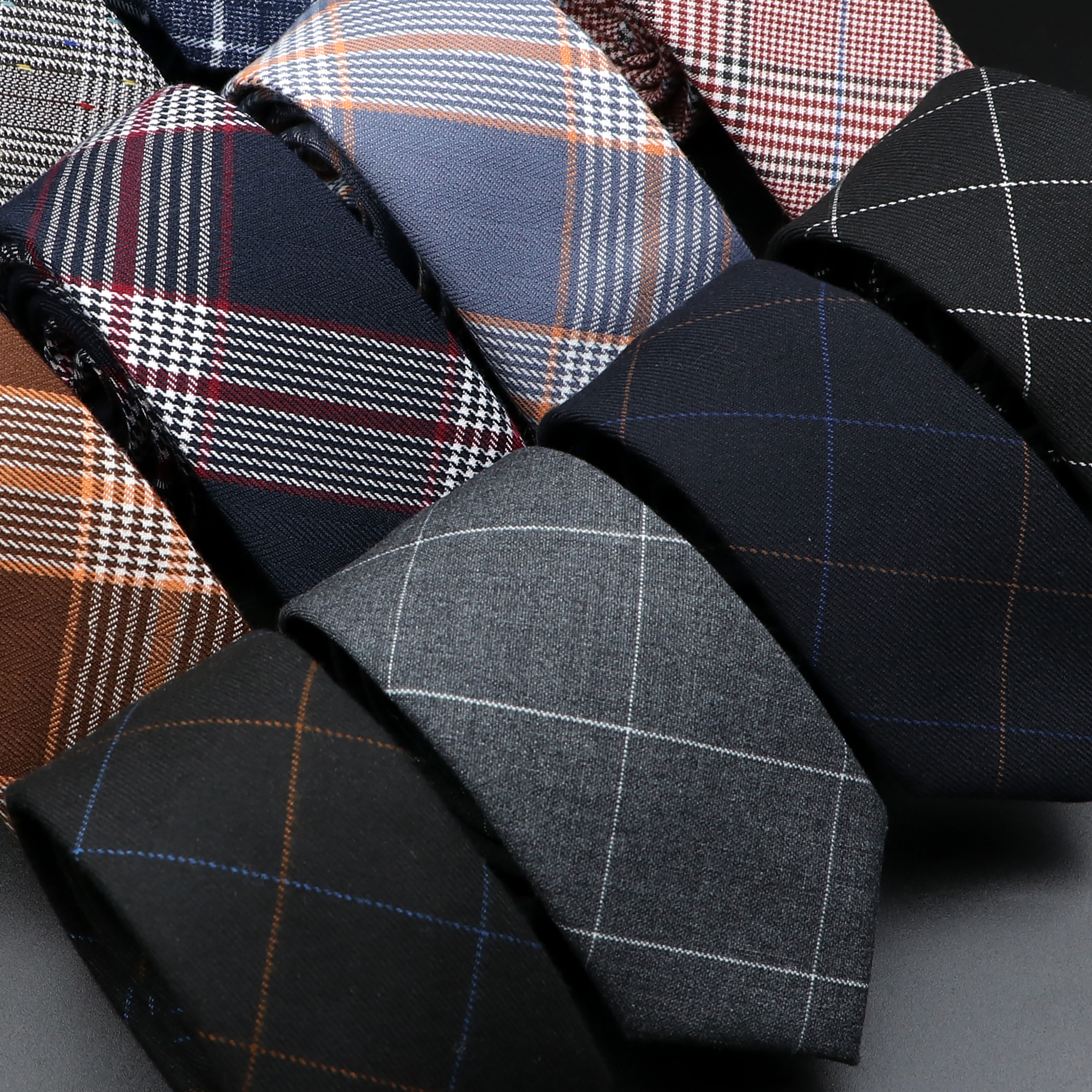 Classic Black Grey Plaid Cotto - Skinny Tie Men avis et prix