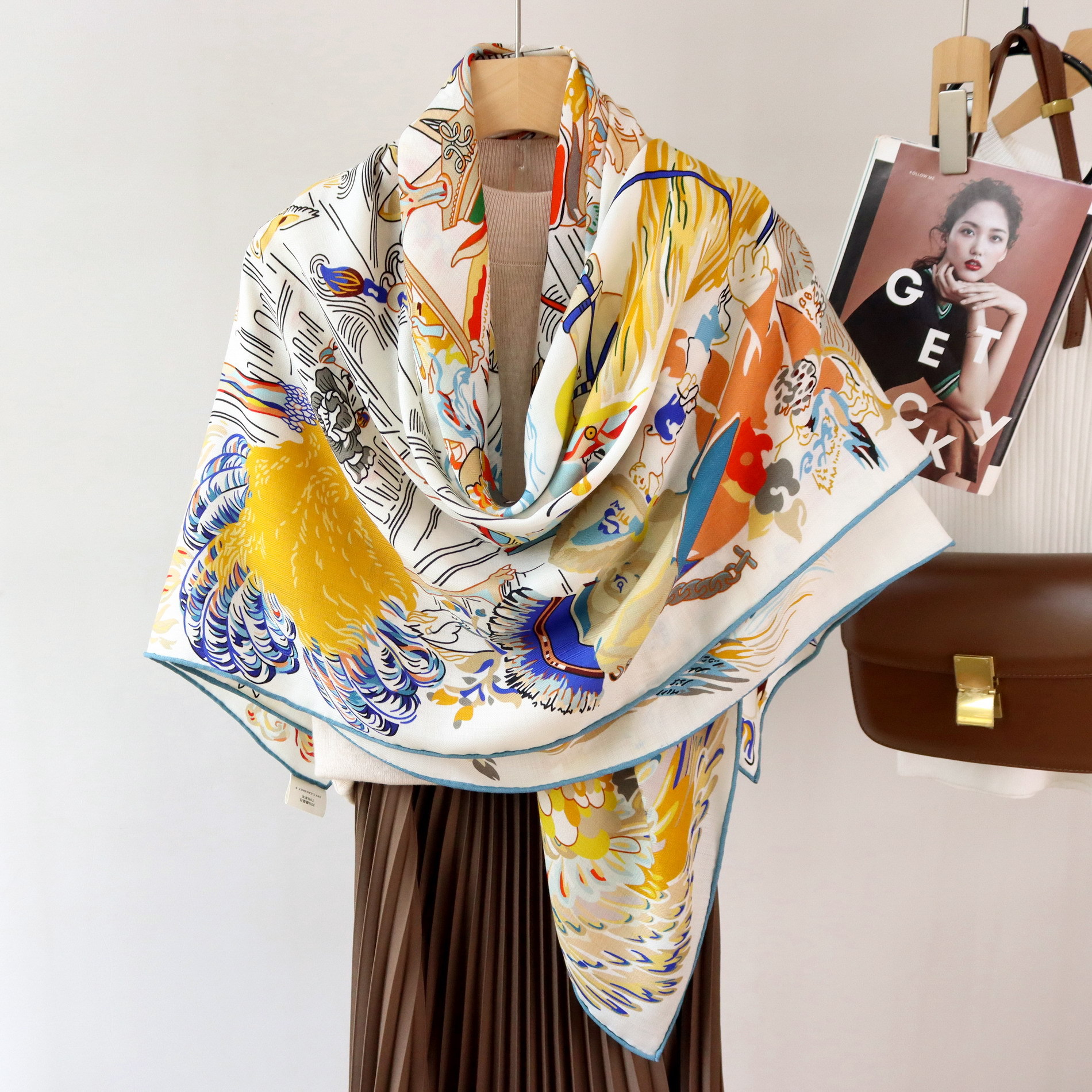 Double Print Mulberry Silk Sca - Pashmina Wrap Large avis et prix