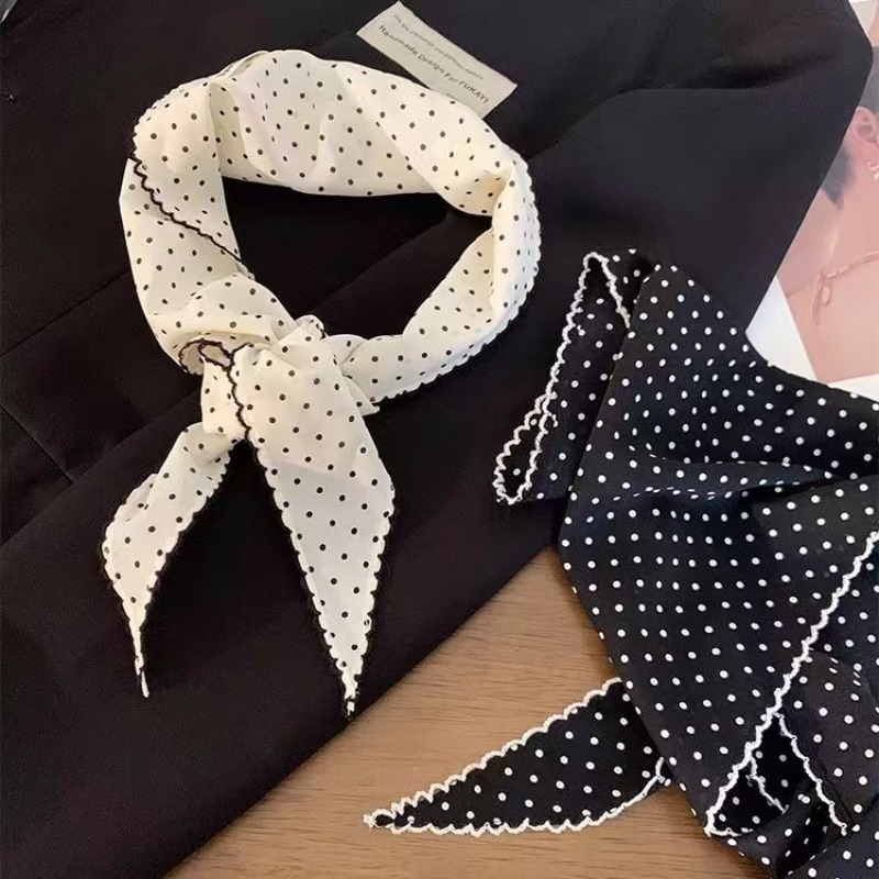 Black White Polka Dot Scarf fo - Ascot Neck Scarf avis et prix