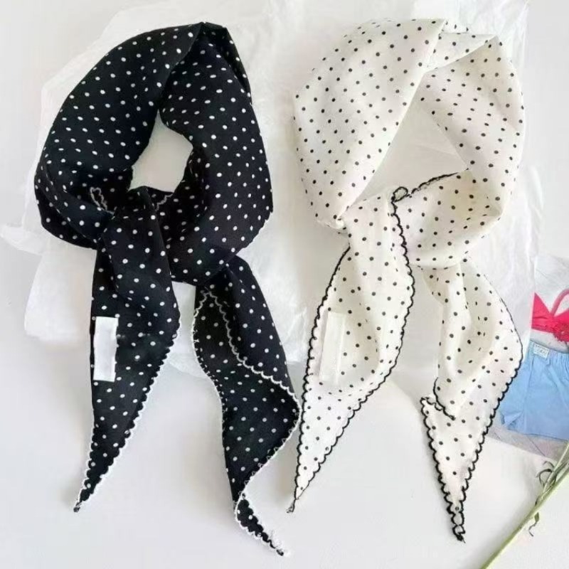 Black White Polka Dot Scarf fo - Ascot Neck Scarf avis et prix