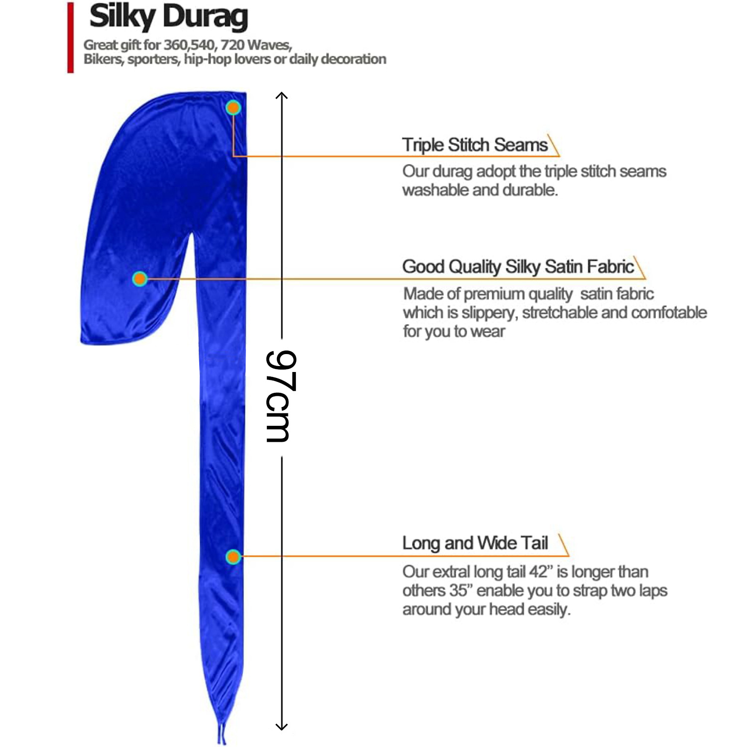 Men Satin Breathable Silky Dur - Bandana Doo Rag avis et prix