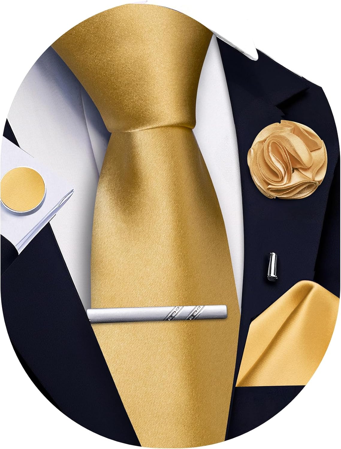5Pcs Men's Silk Satin Tie Set  - Pocket Square Set avis et prix