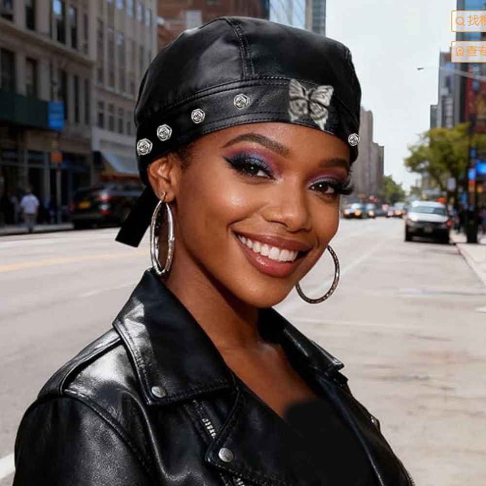 PU Leather Black Biker Cap Doo - Bandana Doo Rag avis et prix