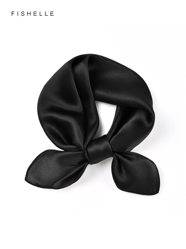 Solid color black pure silk sc - Silk Neck Scarf avis et prix