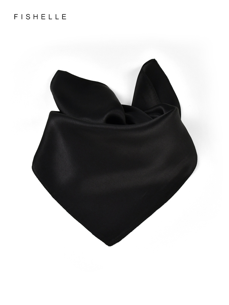 Solid color black pure silk sc - Silk Neck Scarf avis et prix
