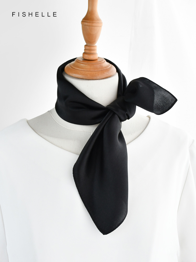 Solid color black pure silk sc - Silk Neck Scarf avis et prix