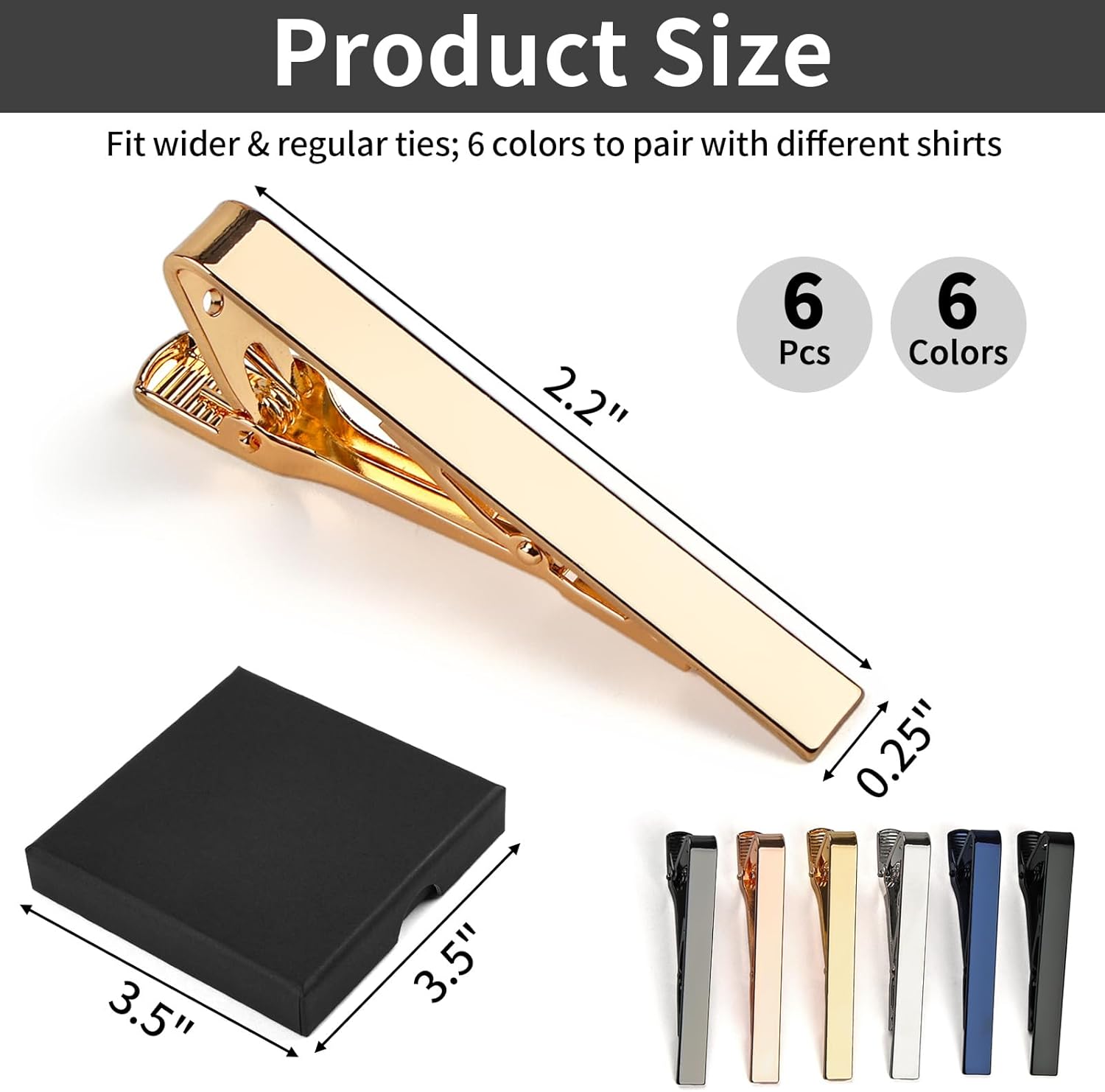 6 Tie Clips for Men, Classic S - Tie Bar Set Gift avis et prix