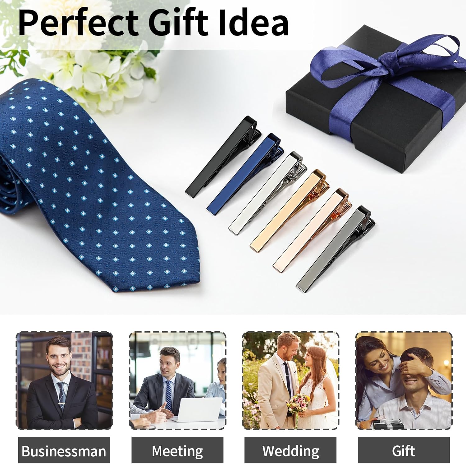 6 Tie Clips for Men, Classic S - Tie Bar Set Gift avis et prix