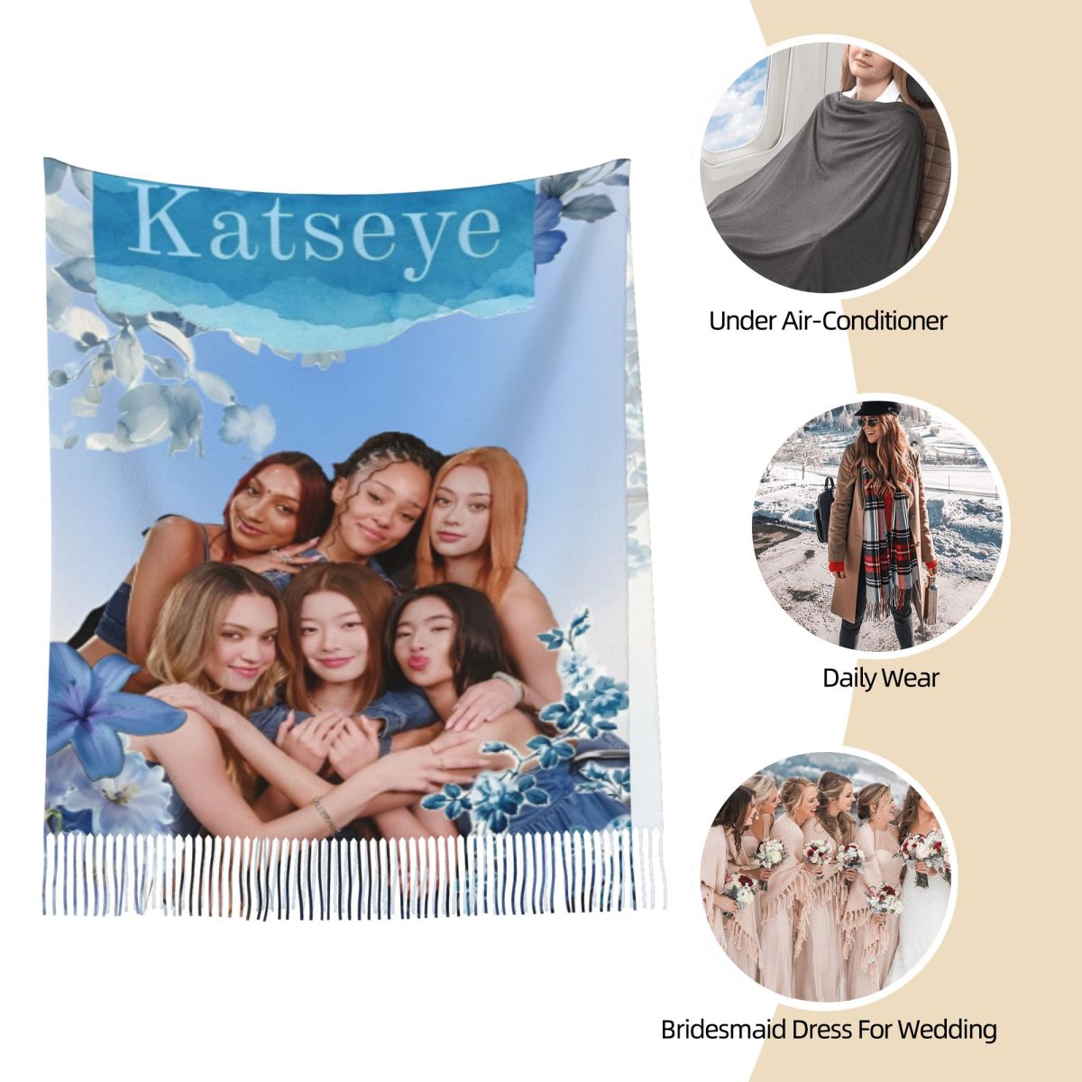 Katseye Kpop Scarf for Women W - Pashmina Wrap Large avis et prix