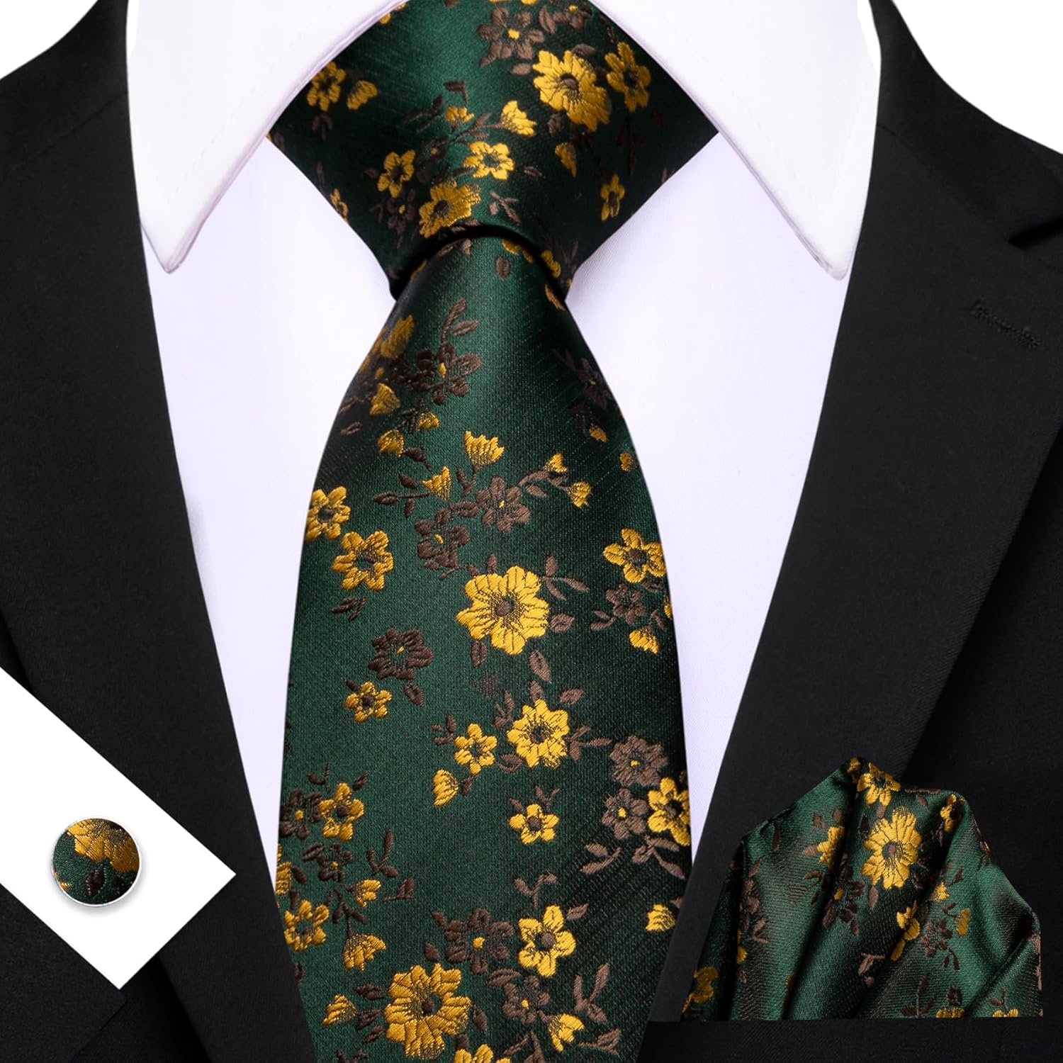 Men's Floral Paisley Silk Tie  - Pocket Square Set avis et prix